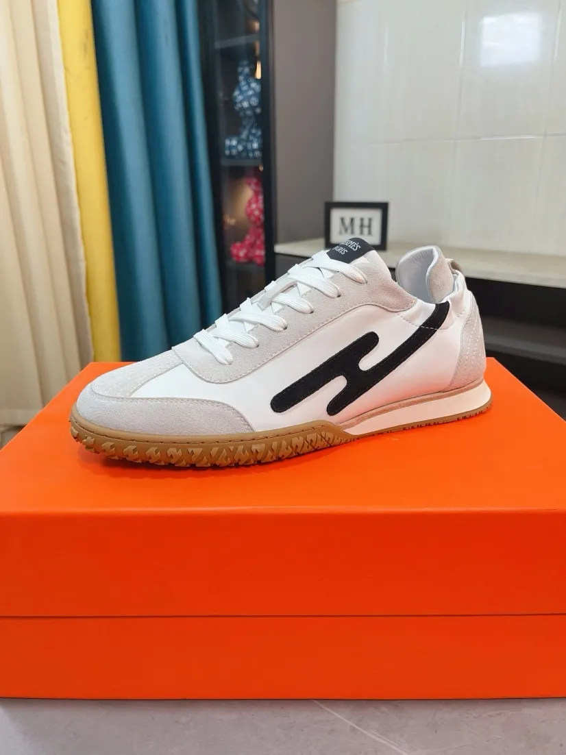 Men's shoes 💰480🌸🌸[HERMES] Hermès sneakers, the upper is made of calfskin and suede, imported materials, full of texture, the lightweight sole is decorated with contrasting patterns, creating a versatile fashion style. Size: 38-44, 45 customized
